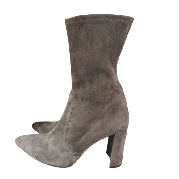 Stuart Weitzman Gray Suede Tall Ankle Sock Boots Size 8.5 - Picture 5 of 9